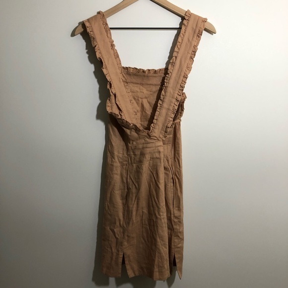 NWT Topshop Linen Jumper Mini Dress Tan 2 - Picture 4 of 9